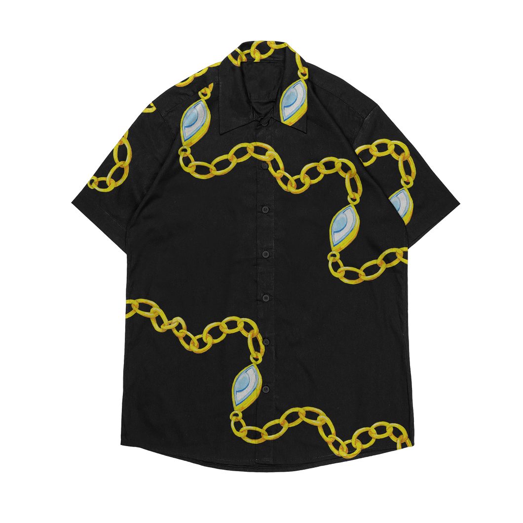 chained silk button up